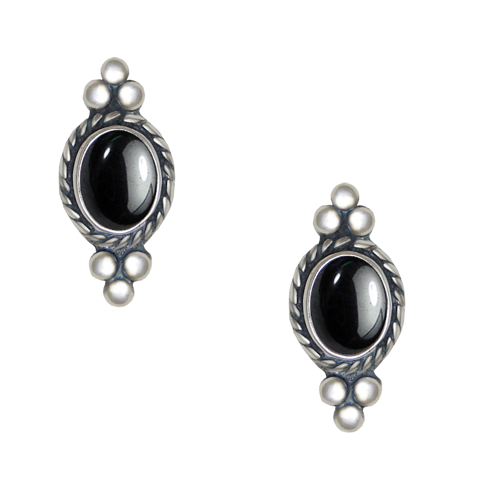 Sterling Silver Hematite Post Stud Earrings